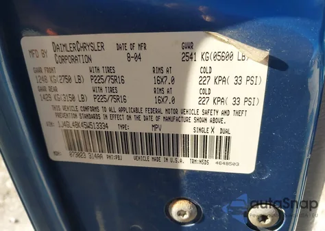 2005 Jeep Liberty Sport from USA, damaged, VIN 1J4GL48K45W513334